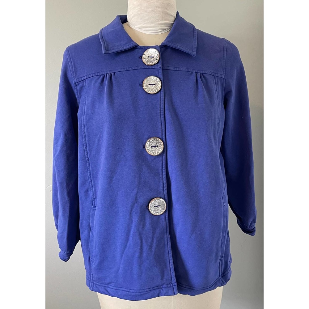 Neon Buddha Purple Jacket Womens Size Large Big Buttons Stretch Jacket Boho Chic